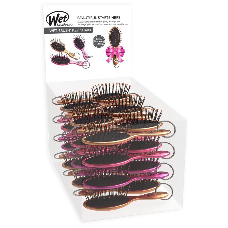 WetBrush Keychain Satin Detangler Display: 25 Brushes, Assorted Colours
