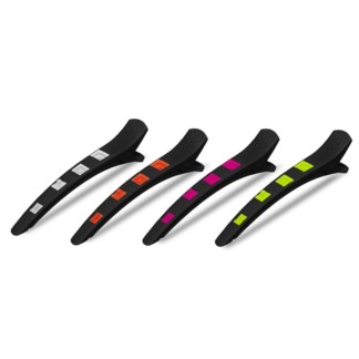 Hair Clips Soft Black, Assorted Colours, 11.5cm, 4/Pack