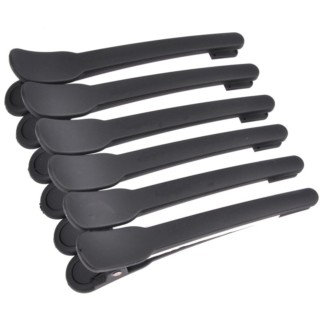 Sectioning Clips, No Teeth Carbon Clips, Black, 10cm, 6/Pack