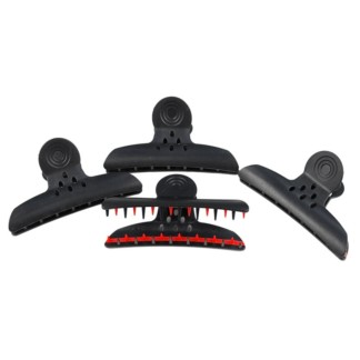 Butterfly Jaw Clips, Dual Row, Large, Black, 4/Pack