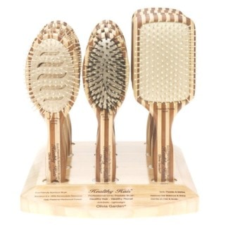 Olivia Garden Healthy Hair Bamboo Paddle & Cushion Brush Display: 12 Brushes & Stand