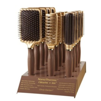 Olivia Garden NanoThermic Ceramic + Ion Vent, Styler & Paddle Brush Display: 12 Brushes & Stand
