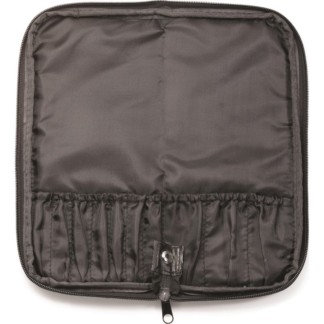 Qosmedix Make-Up Brush Leatherette Case, 10 Pockets, Black, 279 x 266mm