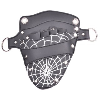 Scissor Pouch with Spider Motif, Black, Empty