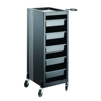 Trolley, Trim with 5 Trays & 1 Top, Black with Silver Trim
