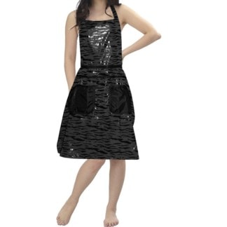Apron Black & Grey Shiny with Pockets