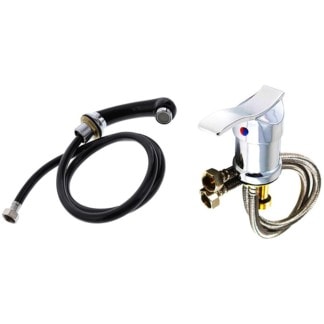 Basin Hot & Cold Chrome Mixer Tap #18 (2276) & Hot/Shower Black Set (2272)