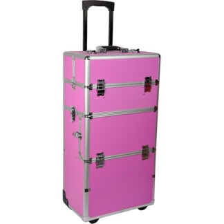 Beauty Aluminium Case, 2 Parts, 3 Options, Stackable, Pink, Empty