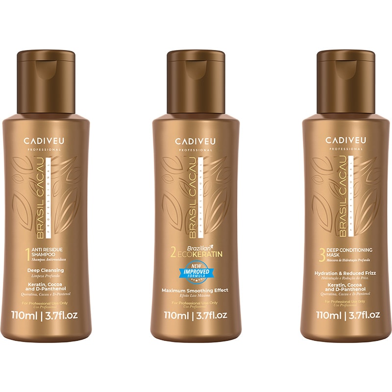 Brasil Cacau Eco Keratin Formaldehyde-Free Thermal Kit, 3 Pieces x 110ml