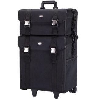 Beauty Make-Up Case Soft Trolley Artist, 2 Parts, 3 Options, Stackable, Black, Empty