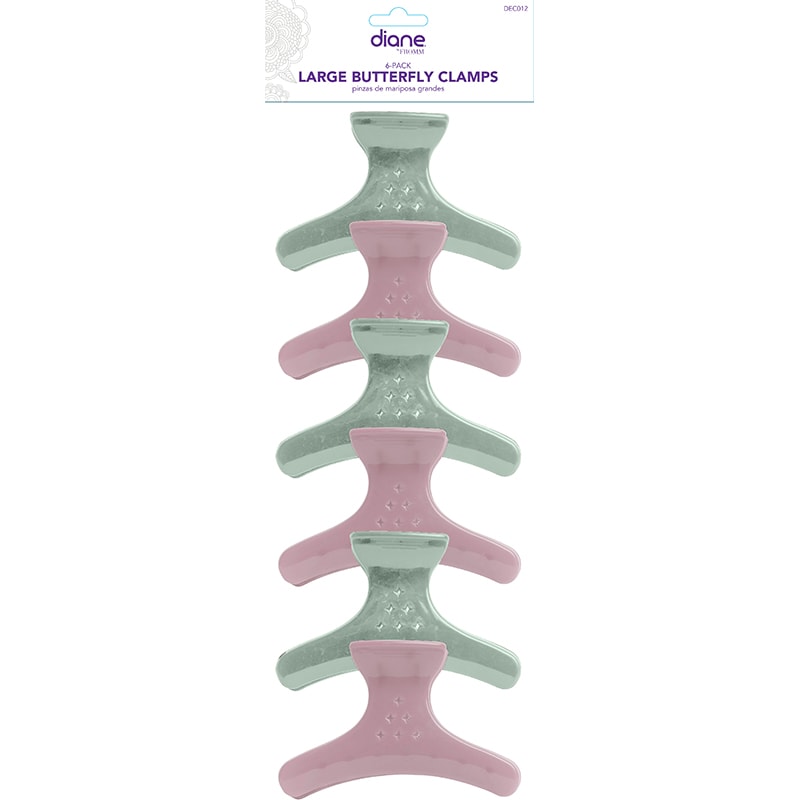 Diane Butterfly Clamps, Large, Green & Pink, 6/Pack