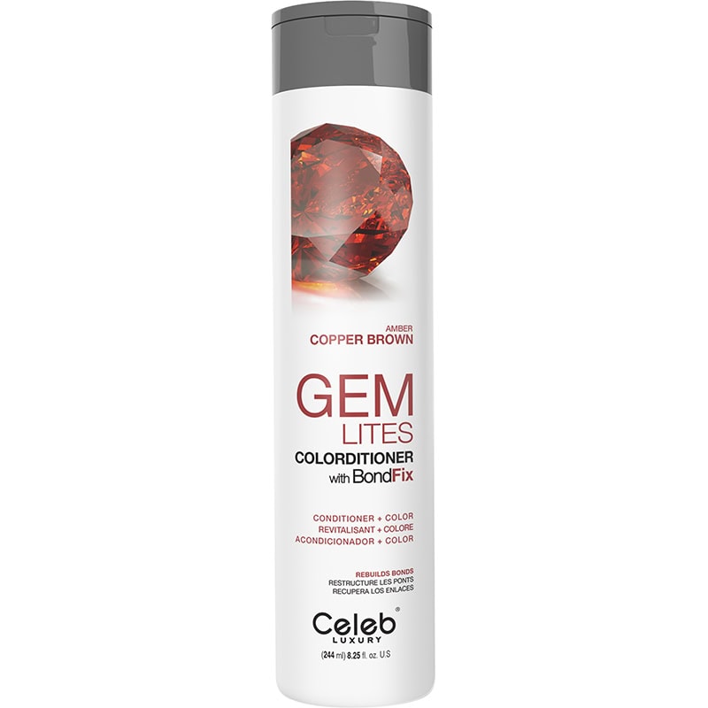 Celeb Luxury Gem Lites Colorditioner with BondFix, Amber Copper Brown, 244ml