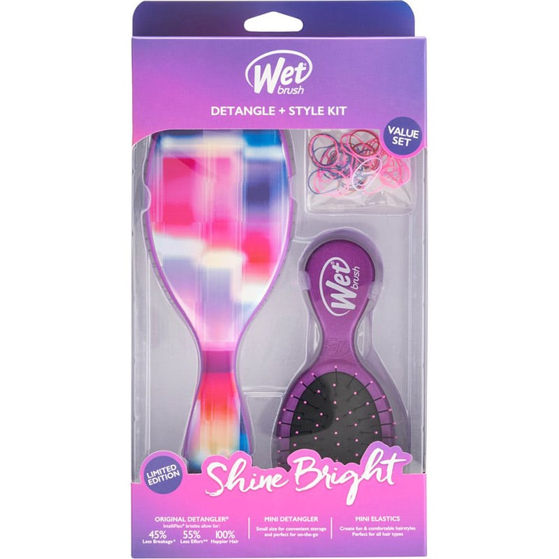 WetBrush Flashing Lights Shine Bright Holiday Kit, 2 Brushes & 5 Elastics - Image 9