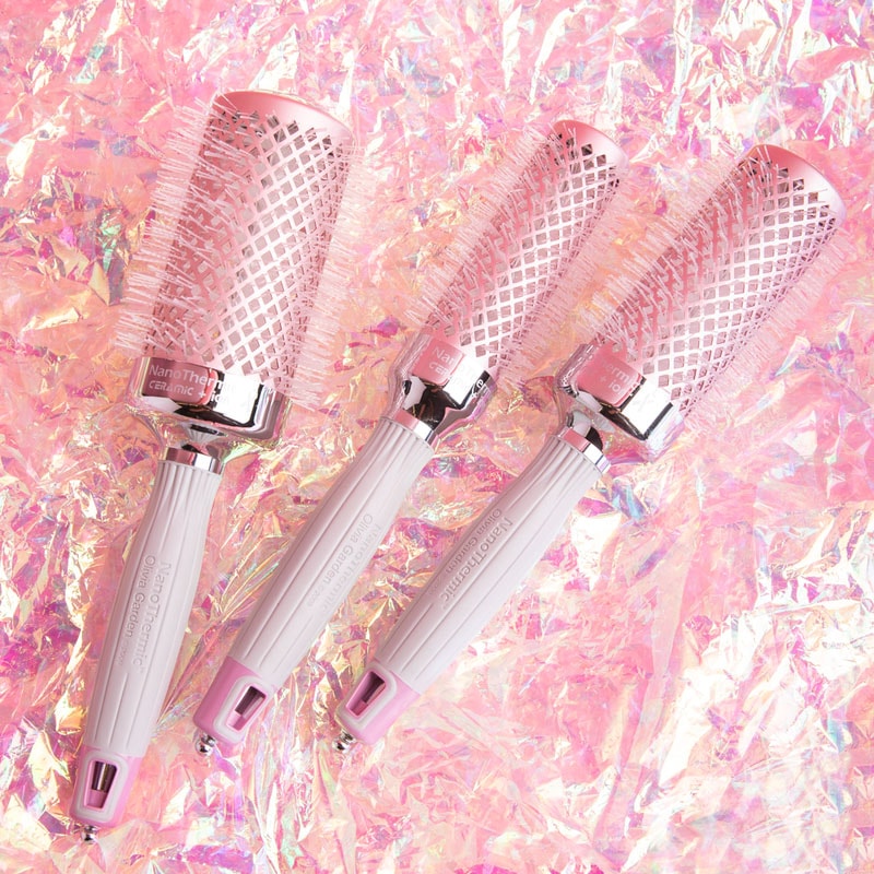 Olivia Garden NanoThermic Ceramic + Ion Breast Cancer Awareness Pink & Grey Brush Collection - Image 7