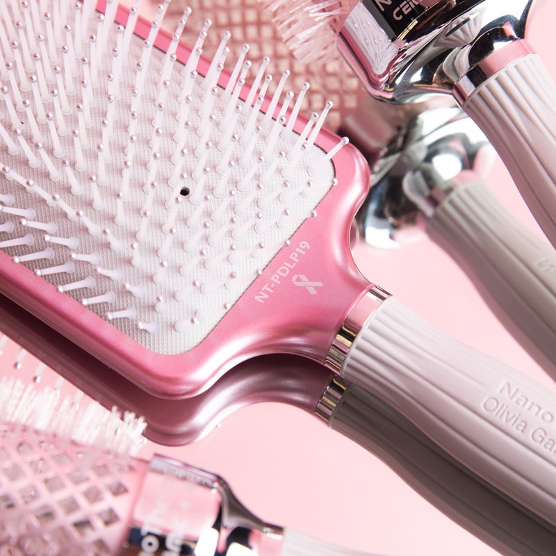 Olivia Garden NanoThermic Ceramic + Ion Breast Cancer Awareness Pink & Grey Brush Collection - Image 9
