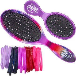 WetBrush Flashing Lights Shine Bright Holiday Kit, 2 Brushes & 5 Elastics
