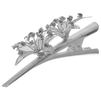 Bridal Hair Clip Ornament Floral Silver Diamante, Each