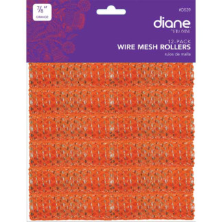 Diane Plastic Wire Mesh Rollers – 22mm, Orange, 16/Pack