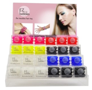 EZ Bobbles Hair Elastic Rings, 24 Pieces & Display