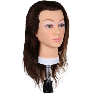 Mannequin Head with 100% Human Hair, Dark Brown, 18 inch