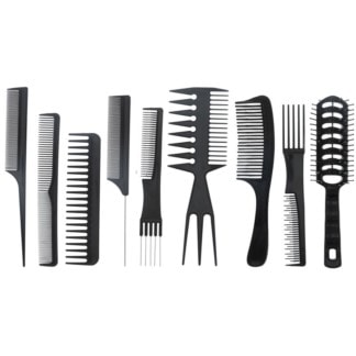 Comb Set with Pouch, Black, 9/Pack
