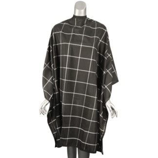 Salon Cape Black & White Check Pattern, Bleach-Proof Polyester, Studs