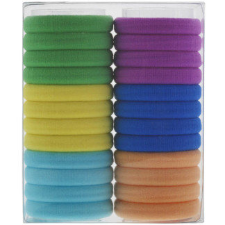 Hair Elastics Fabric Rings, Assorted Colours, 24/Pack