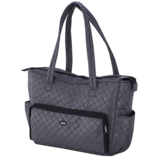 Beauty Make-Up Bag Quilted Nylon, Grey, Empty