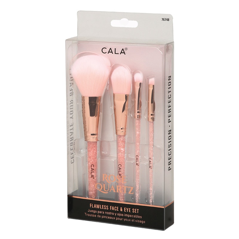 Cala Rose Quartz Flawless Face & Eye Brush Set, 4/Pack