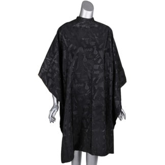 Salon Cape Black with Embossed Tool Pattern, Large, Studs