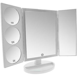 LED Light Touch Sensor Tri-Fold Table with Five Make-Up Mirrors