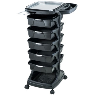 Trolley Salon, 5 Removable Trays, Aluminium Heat Tray, Black