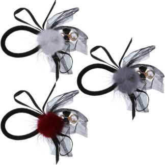 Hair Elastics with Pompom Colours, 6/Pack