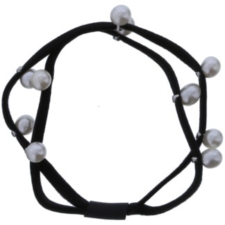 Hair Elastics with Pearls, 6/Pack