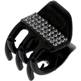 Hair Claw Clip Mini with Strass, Black, 12/Pack