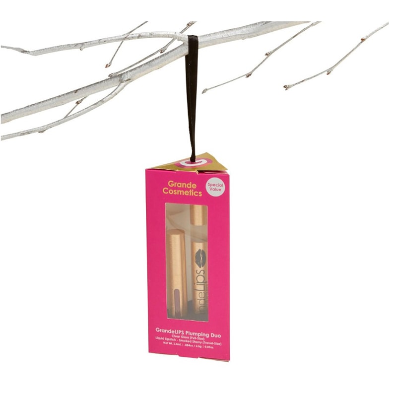 GrandeLIPS Plumping Duo Ornament Kit: GrandeLIPS Hydrating Lip Plumper Clear Gloss & Mini Smoked Sherry - Image 3