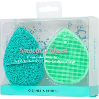 Cala Smooth & Sheen Facial Exfoliating Duo Sponge & Silicone Pad