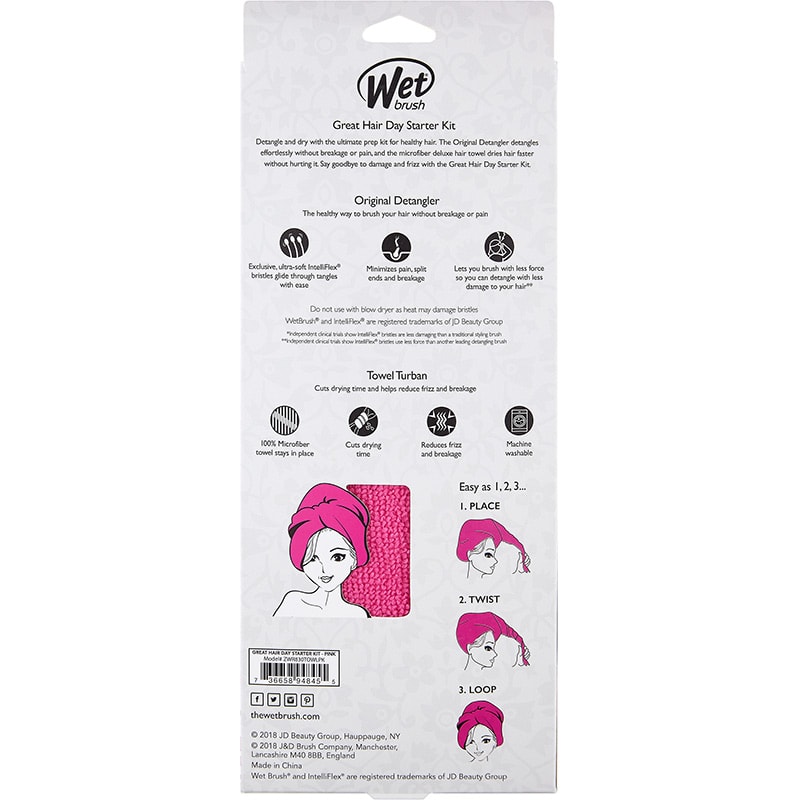 WetBrush Great Hair Day Starter Kit, Brush & Towel Turban - Image 7