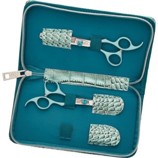 Olivia Garden SilkCut Offset Oasis Collection: Scissor (5.0 inch), Thinner (6.0 inch) & Case
