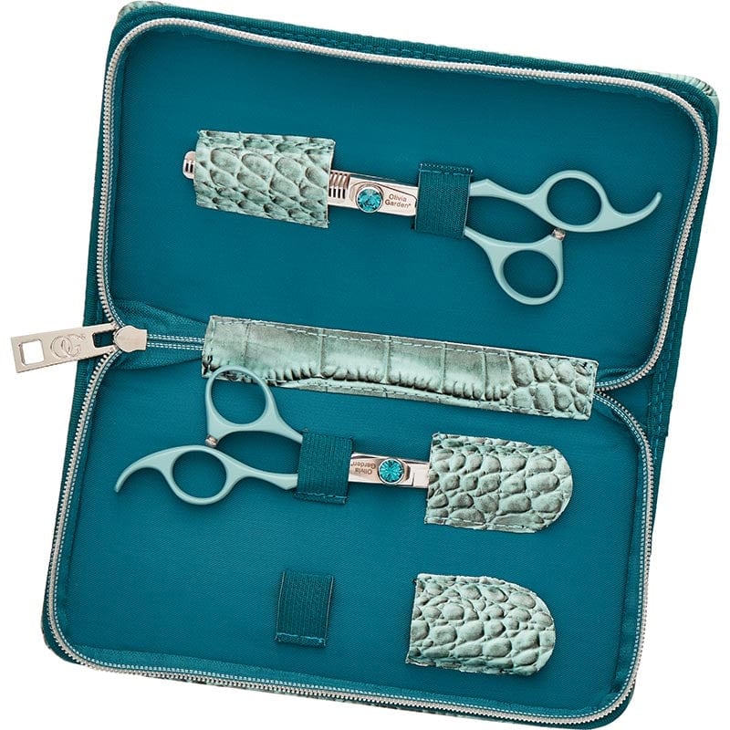 Olivia Garden SilkCut Offset Oasis Collection: Scissor (5.0 inch), Thinner (6.0 inch) & Case