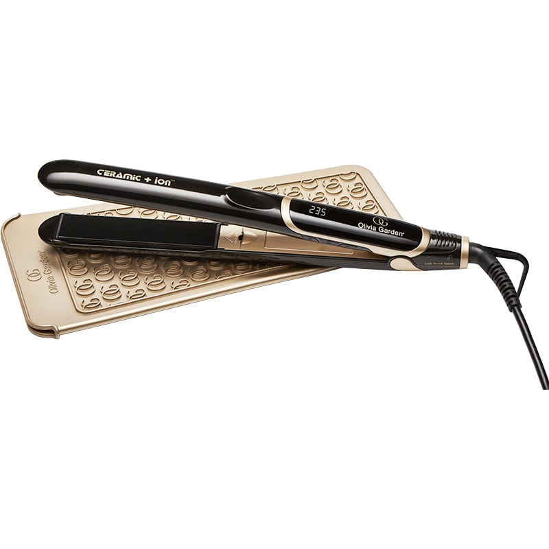 Olivia Garden Ceramic and Ion High Performance Straightener on matt pouch