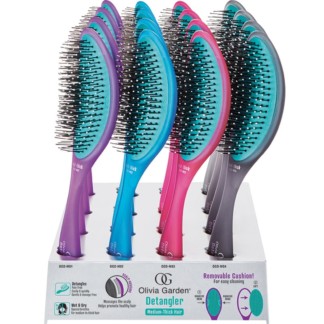 Olivia Garden OG Brush Medium - Thick Hair Display: 16 Brushes & Stand