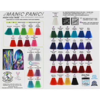 Manic Panic High Voltage Semi-Permanent Hair Color Tuft Chart