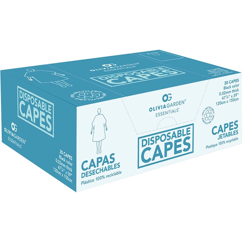 Olivia Garden Essentials Disposable Capes, Black, 20/Pack, Ties - Image 3