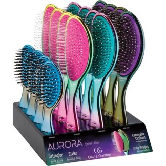 Olivia Garden OG Brush Aurora Display: 16 Brushes & Stand