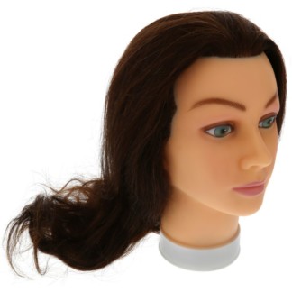 Mannequin Head with Long Brown Hair, 18 inch, 100% Human
