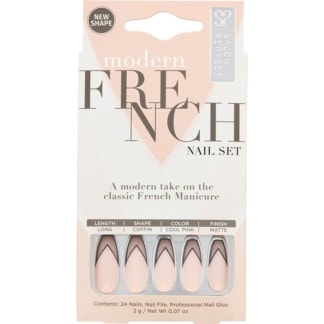 Salon Perfect Modern French Nail Set Black French Tips, 24/Pack
