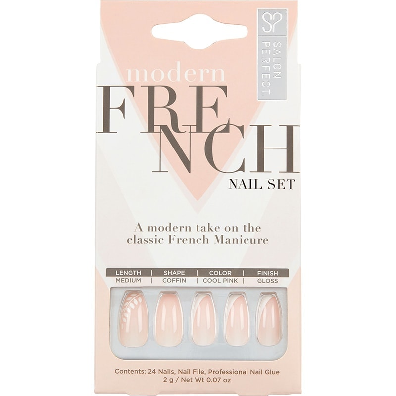 Salon Perfect Modern French Nail Set White Design Tips, 24/Pack