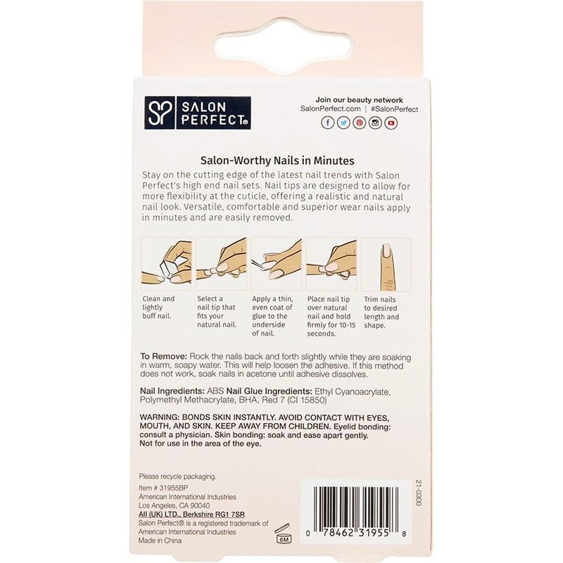 Salon Perfect Modern French Nail Set White Design Tips, 24/Pack - Image 2