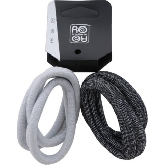 Hair Elastics Silver & Slate, 3.5cm, 6/Pack